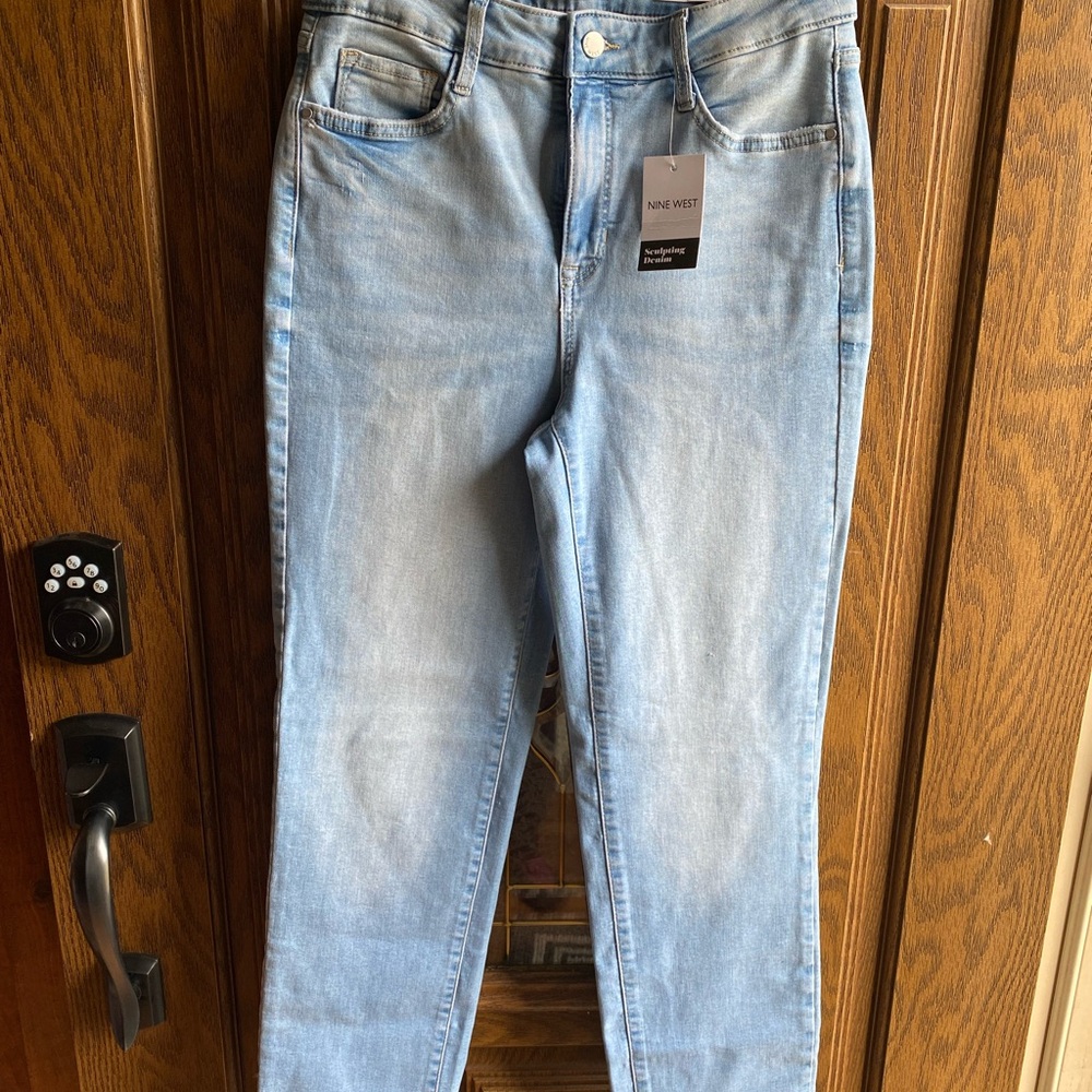 Nine West Sky Blue Slim Straight Jeans for Women size 8